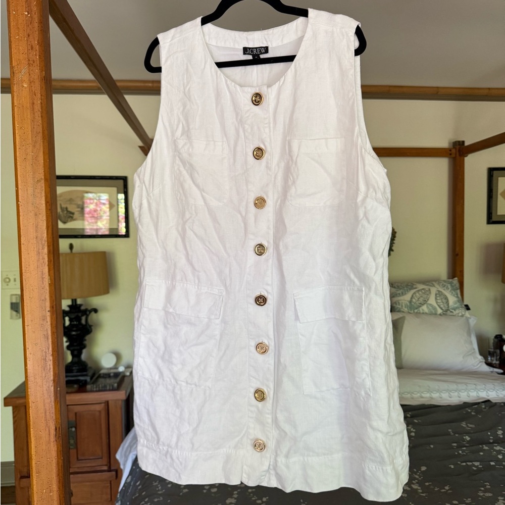 J. Crew Ivory Dress with Gold Accent